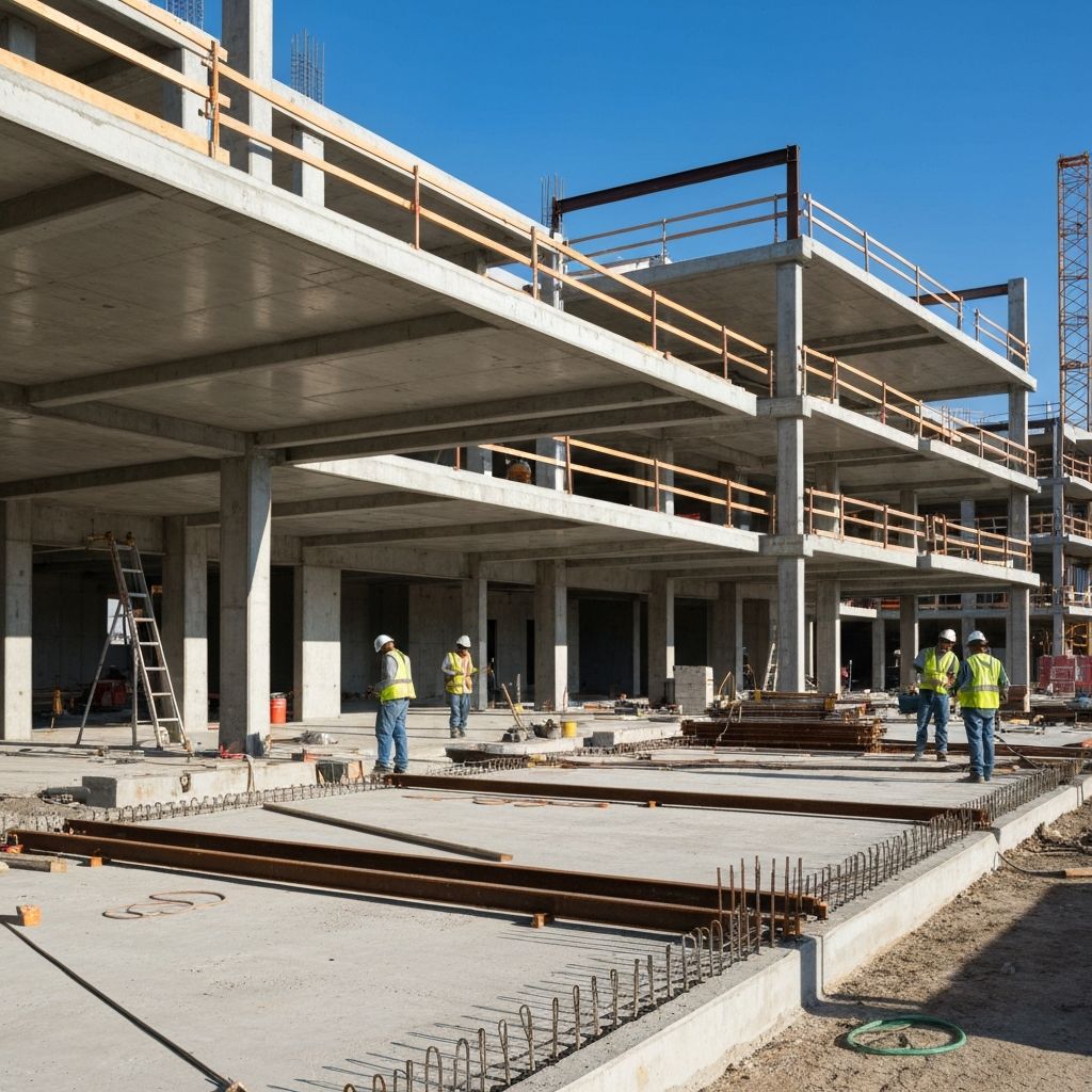 Construction d’un bâtiment commercial avec structure acier et béton